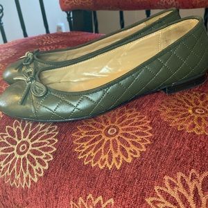 Olive leather flats from Talbots